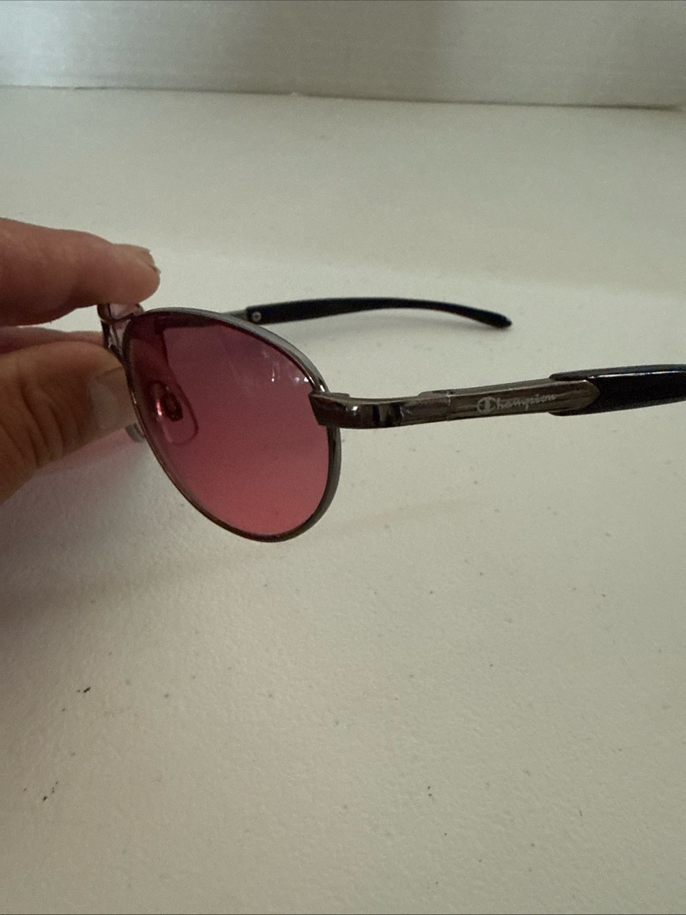 Champion Sleek Aviator Sunglasses with Pink Lenses